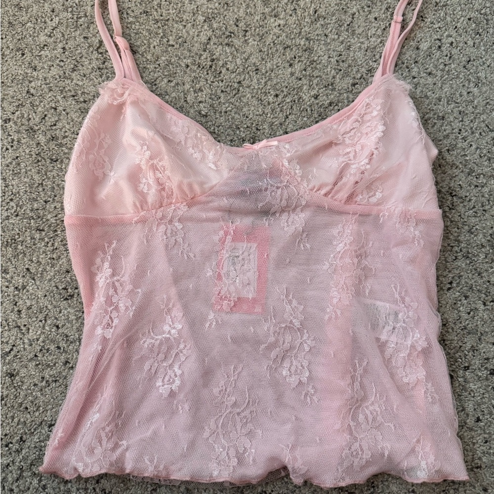 Edikted Soft Pink Lace Top